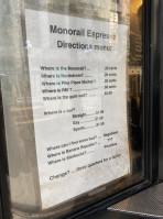 Monorail Espresso menu