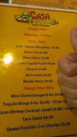 Casa Tequila menu