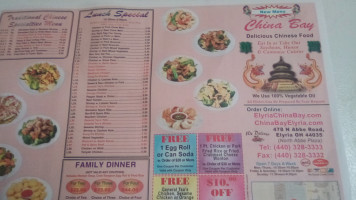 China Bay menu