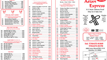 Asian Express menu