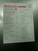 Hibachi Express menu