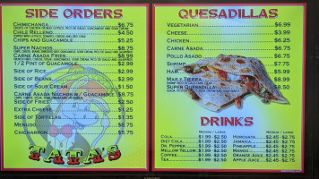 Tata's Burrito menu