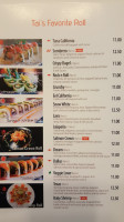 Tai Sushi House menu