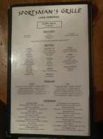 Sportsman's Grille And Lodge menu