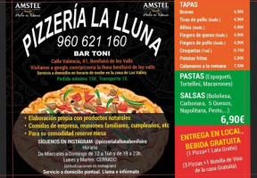 Pizzeria La Lluna menu