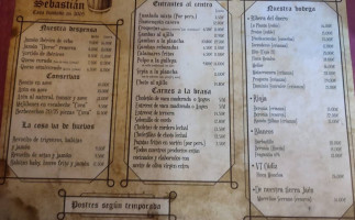 Mesón Sebastián menu