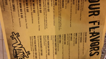 Wings Over Rutgers menu