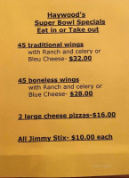 Haywoods Grill menu