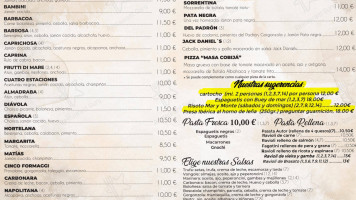 Taberna Pizzería La Cobijá menu