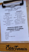 San Fermín menu