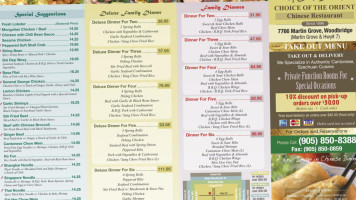 Choice of the Orient Chinese menu