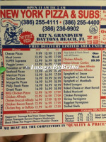 New York Pizza menu