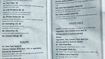 Rassame's Thai Quisine menu