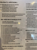 Pho Pasteur menu