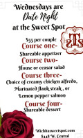 The Sweet Spot menu