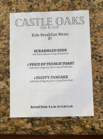 Castle Oaks Golf Club menu