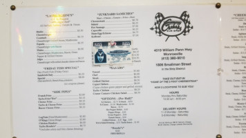 Carhop's Subshop menu