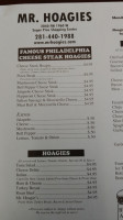 Mr. Hoagies menu