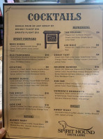 Spirit Hound Distillers menu