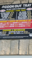 Cook Out menu