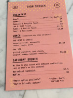 Thom Bargen Coffee Roasters menu