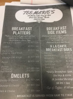 Tee Marie's menu