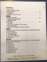 Bangkok Villa menu