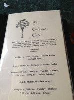 Cabana Cafe menu