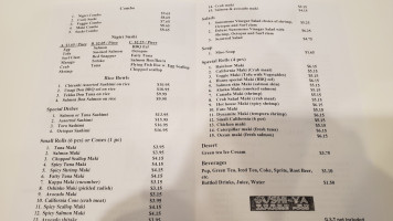 Sushi Ya menu