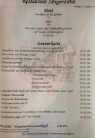 Sängerstübli menu