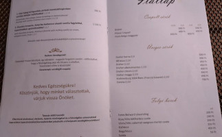 Gesztenyés Vendéglő és Panzió menu