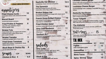 The Dirty South menu