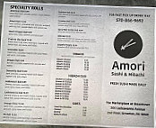 Amori Sushi menu