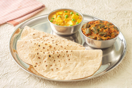 Matar Paneer And Bhindi Masala Meal