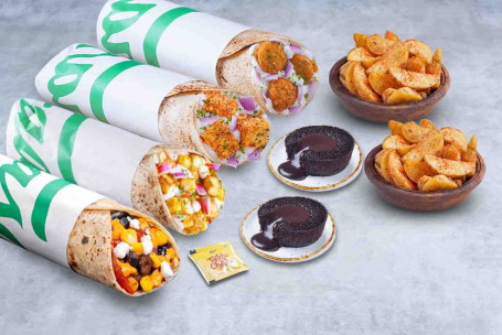 (Voor 4 Personen) Family Saver Vegetarisch Wrap Maaltijd Dessert