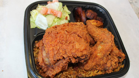 Fried Chicken With Rice And Beans