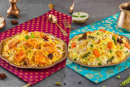 Paneer Biryani Zaikedaar Paneer, Serveert-1-2) Veg Biryani Subz-E-Biryani, Serveert-1-2)