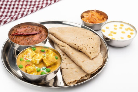 Matar Paneer Maa Ki Dal With Roti Or Rice