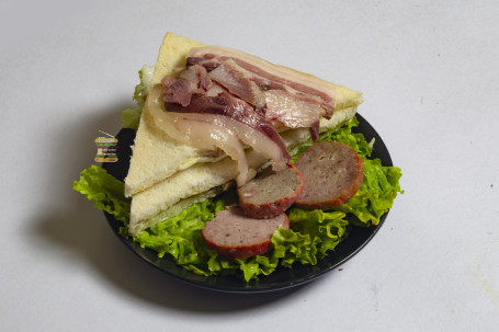 Pork Ham Cheese With Pork Salami Club Sandwich Non Grilled]