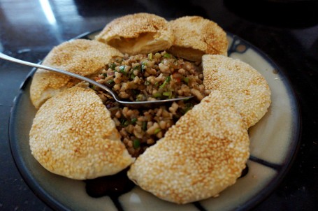 Gouden Gebakken Varkensvlees Sesam Dumplings