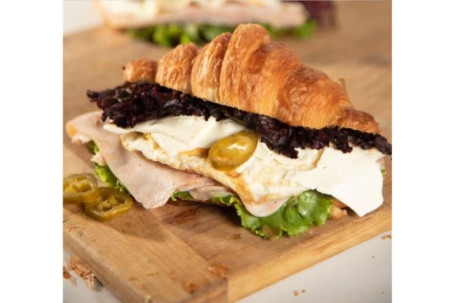 Smoked Chicken Ham And Egg Croissant Sandwich