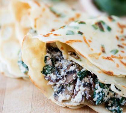 Green Onion Parmesan Crepes With Ricotta And Spinach Filling