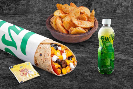 Gebakken Pizza Wrap (Veg) Maaltijd Groen Appelsap