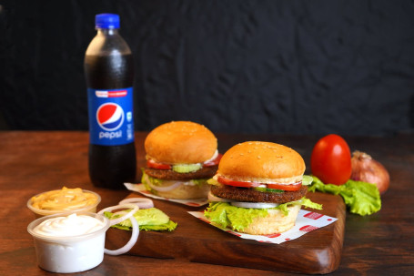 2 Veg Burgers Pepsi