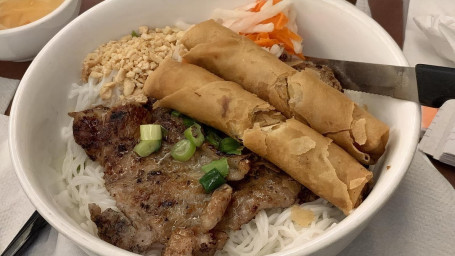 36. Grilled Pork Egg Rolls Over Vermicelli Bún Thịt Nướng, Chả Giò