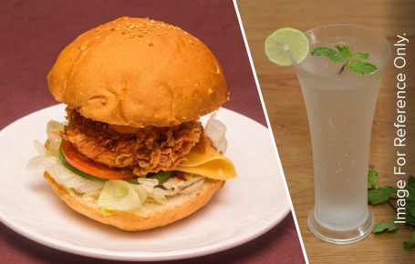 Crispy Chicken Burger Mint Mojito