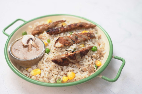 Chicken Steak With Mushroom Sauce Brown Rice