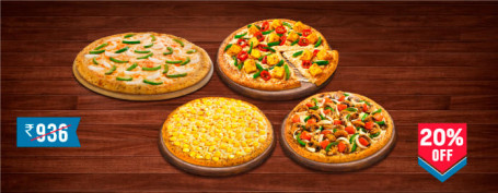 Maaltijd Voor 4: Veg Core Pizza Combo Cheesy