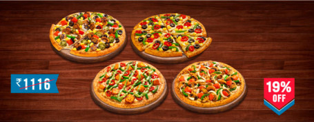 Maaltijd Voor 4: Veg Core Pizza Combo Loaded