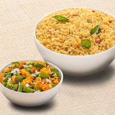 Tamarind Rice With Mix Veg Poriyal